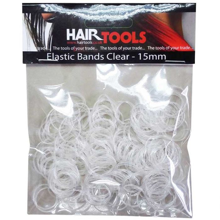 Hair Tools Clear Elastic 15mm (300 stk) - Hárbúðin